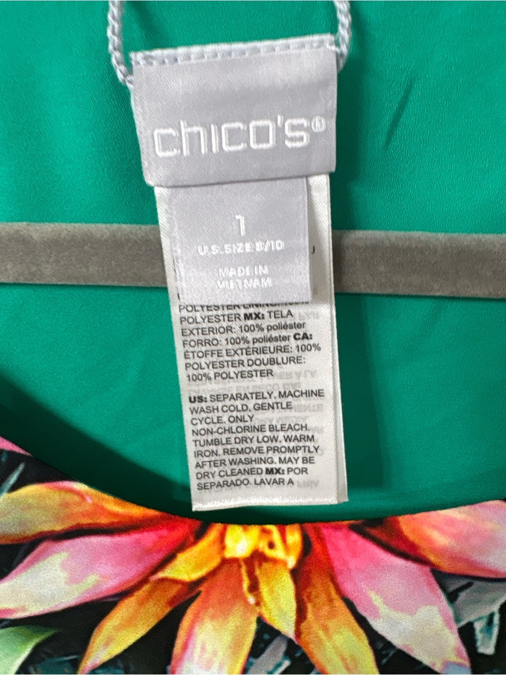 2 Pc. CHICO’S Tropical Print Set-tank & Jacket-Chico’s sz 1 or 8-10 LIGHTWEIGHT - Picture 9 of 9